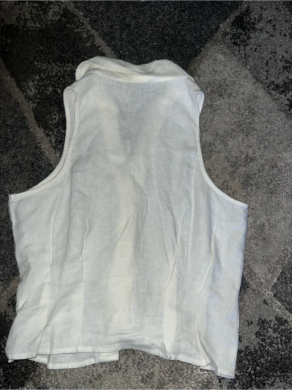 Michael Kors White Linen Sleeveless Tie-Front Blouse